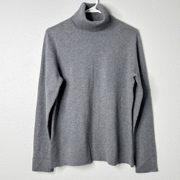 Ann Taylor Gray Cashmere Turtleneck Sweater Size Large - Picture 1 of 5